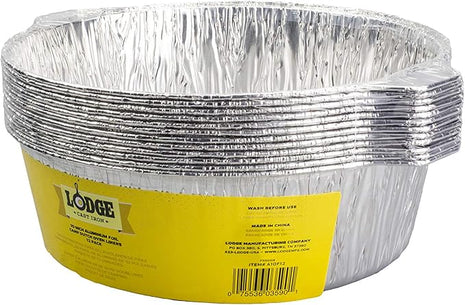 Lodge Silver 10 Inch Aluminum Foil Dutch Oven Liner - 100% Recyclable Dutch Oven Liner - Easy Camp Cooking Cleanup - 12 Pack