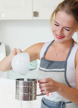 Flour Sifter, Stainless Steel Sifter for Baking, Double Layer Fine Mesh Baking Sifter, One Hand Press Crank Sifter for Powdered Sugar Shaker Duster, Flour Sieve Sifter for Baking Cakes Rondauno