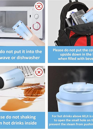 CS COSDDI 12 oz Stainless Steel Vacuum Insulated Tumbler - Coffee Travel Mug Spill Proof with Lid - Coffee Cups for Keep Hot/Ice Coffee,Tea and Beer