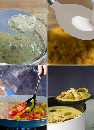 Silicone Spatula and Cooking Spoon,5 Pack Non-Stick Cooking Utensils for Kitchen，Heat Resistant Solid & Slotted Spoons and Spatulas, Stainless Steel Handle Coated with Silicone, Khaki