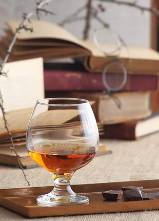 LAV Brandy Snifters Glass Set | Dishwasher Safe, Short Stem Balloon Glasses, Glass Goblets for Spirits, Bourbon Whiskey, Cognac, Scotch, Beer Tasting Glasses | 13.25 oz | Set of 6