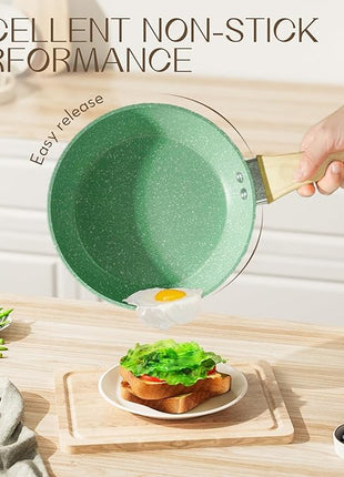 Innerwell Nonstick Frying Pan Skillet, 8 Inch Non Stick Egg Pan Omelet Frying Pans 100% PFOA-Free, Non-Toxic Healthy Cooking Pan, Induction Compatible