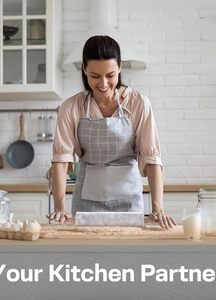 17 Inch Marble Rolling Pin with Wooden Handles & Wood Cradle, Dough Roller for Baking Pizza, Pies, Pastries, Pasta, Cookies