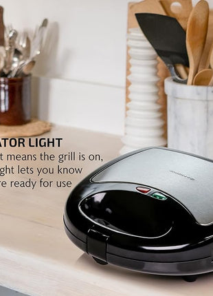 OVENTE 3 in 1 Electric Sandwich Maker, Panini Press Grill and Waffle Iron Set with Removable Non-Stick Plates, Perfect for Cooking Grilled Cheese, Tuna Melts, Burgers, Steaks and Snacks, Black GPI302B