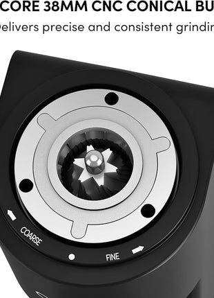 Burr Coffee Grinder,Wirsh Electric Single Dose Coffee Grinder Geimori GU38 with 38mm 6-Core Conical Burr,Stepless Adjustment for Espresso,Drip,French Press,Cold Brew,Bellows Included.