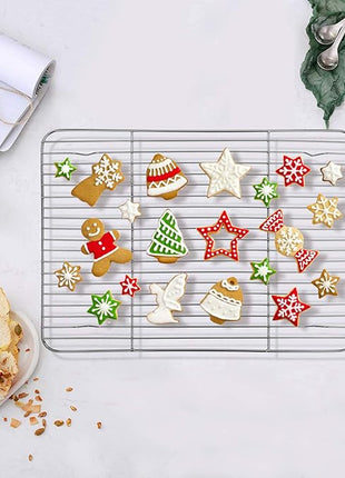 TeamFar Baking Tray and Rack Set, Stainless Steel Baking Pan Cookie Sheet with Cooling Rack, 12.5 x 10 x 1 inch, Non Toxic & Healthy, Easy Clean & Dishwasher Safe