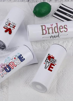 8 Pack 20 Oz Straight Skinny Tumblers,Individually Gift Boxed Stainless Steel Slim Skinny Tumbler Set Bulk, 20 Oz Insulated Slim Thin Travel Tumbler Cup for Diy, White