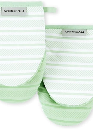 KitchenAid Albany Mini Oven Mitt 2-Pack Set, Pistachio, 5.5"x8"