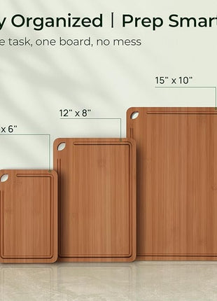 Bamboo Cutting Board, Durable Wood Cutting Boards for Kitchen with Deep Juice Grooves & Built-in Handles, Ideal Charcuterie & Chopping for Meat, Vegetables and Fruits Ideal Kitchen Gifts
