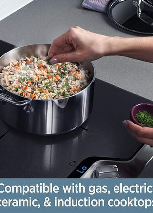 All-Clad D3 3-Ply Stainless Steel Fry Pan 7.5 Inch Induction Oven Broiler Safe 600F Pots and Pans, Cookware Silver