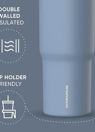 Hydrapeak Nomad 32 oz Tumbler with Handle and Straw Lid, Leakproof, Double Insulated, 32oz Cup Stainless Steel (Modern Blue)