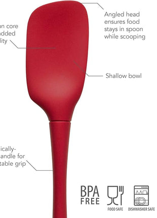 Tovolo Flex-Core All Silicone Spoonula, Tapered Edge, Ergonomic Handle, Heat Resistant