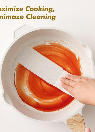 SENSARTE Nonstick Frying Pan Skillet with Lid 3.5/4.5/5QT, Ceramic Saute Pan,Deep Fring Pan Non-toxic Cooking Pot, Stay-cool Handle, Induction Compatible, PFAS Free