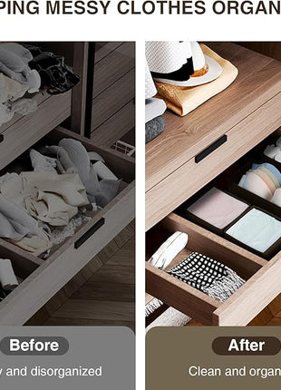 DIMJ Drawer Organizer Clothes, Underwear Drawer Organizer, Set of 4 Foldable Closet Drawer Bins, Fabric Drawer Dividers for Baby Clothes, Socks, Belt, Tie (Brown)