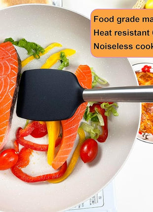Spatula Set Silicone Heat Resistant for Nonstick Cookware Rubber Silicone Spatula Turner Fish, Large Nonstick Plastic Egg Wok Spatula for kitchen use Cooking Utensils Set
