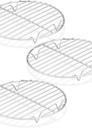 P&P CHEF Round Cooking Rack, 3 Pcs Stainless Steel Baking Cooling Steaming Grilling Rack, Fits Air Fryer/Stockpot/Pressure Cooker/Round Cake Pan, Oven & Dishwasher Safe (7.5 Inch)