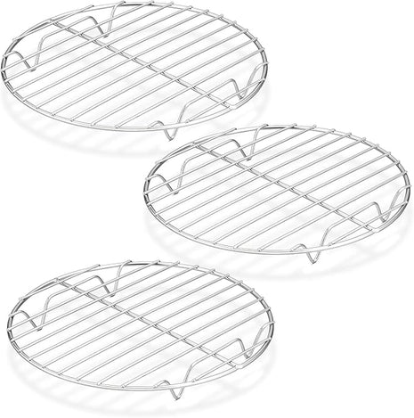 P&P CHEF Round Cooking Rack, 3 Pcs Stainless Steel Baking Cooling Steaming Grilling Rack, Fits Air Fryer/Stockpot/Pressure Cooker/Round Cake Pan, Oven & Dishwasher Safe (7.5 Inch)