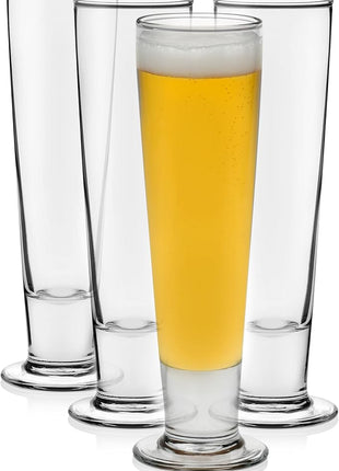 Libbey Stockholm Pilsner Beer Glasses Set of 4, 14.5oz, Tall Pint Glasses for Pilsner, Kolsch, Lager, and More, Unique Beer Gift Set