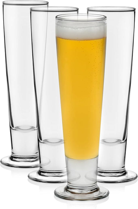 Libbey Stockholm Pilsner Beer Glasses Set of 4, 14.5oz, Tall Pint Glasses for Pilsner, Kolsch, Lager, and More, Unique Beer Gift Set