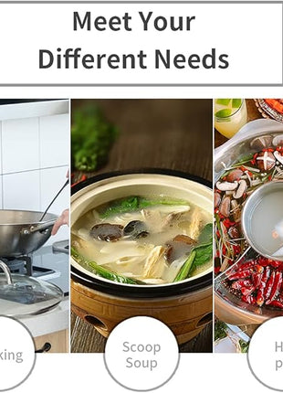 Newness Soup Ladle, [Rustproof, Heat Resistance, Integral Forming] Durable 304 Stainless Steel Soup Spoon with Vacuum Ergonomic Round Handle, Cooking Spoon for Kitchen, 13.7 Inches, Black