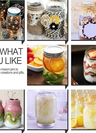 KAMOTA Mason Jars 16 OZ With Regular Lids and Bands, Ideal for Meal Prep, Jam, Honey, Wedding Favors, Shower Favors, Baby Foods, DIY Magnetic Spice Jars, 8 PACK, 10 Whiteboard Labels Included