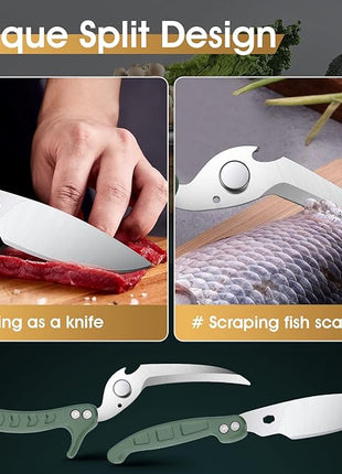 DRAGON RIOT Heavy Duty Poultry Shears - A Must Have Kitchen Shears for Chicken and Meat Cutting - Dishwasher Safe and Stainless Food Kitchen Scissors for Thanksgiving(Green)