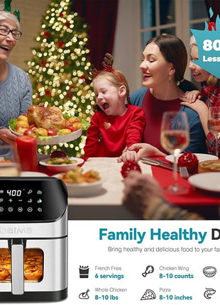 DEIME Air Fryer 6.5 QT Oilless Oven Large AirFryer Healthy Cooker with 10 1-Touch Preset, Visible Cooking Window, Non-Stick Basket & Dishwasher Safe