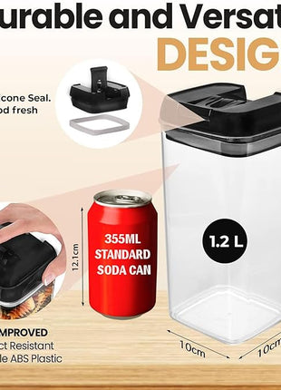 Shazo Airtight Food Storage Containers with Lids - 6 PC BPA Free Clear Plastic Cereal Containers with Easy Lock Lids for Kitchen and Pantry Organization for Snacks and Pasta - 1.2L