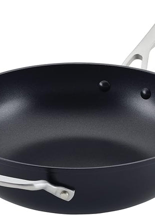 KitchenAid Hard Anodized Induction Nonstick Stir Fry Pan/Wok with Helper Handle, 12.25 Inch - Matte Black