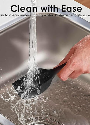 Silicone Spatula Set 2 Pcs Heat Resistant Rubber Spatula for Non-stick Cookware BPA Free (Black)