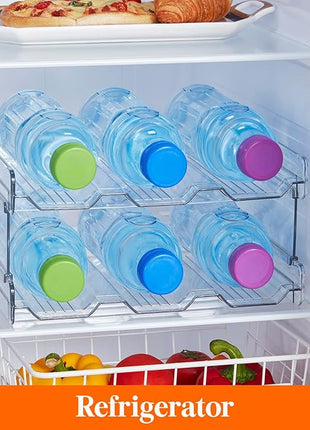 Lifewit Stackable Water Bottle Organizer for Cabinet, Plastic Bottle Holder Fits Bottles & Tumblers up to 3.8" Diameter, Pantry, Countertop & Fridge, Holds 6 Bottles