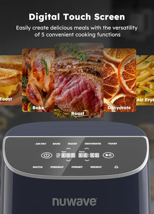 Nuwave Brio Plus 8 Qt Air Fryer, PFAS Free, New & Improved, Digital Touch Screen, Cool White Display, 50°F~400°F in Precise 5°, 5 Cook Functions, 100 Presets & 50 Memory, 3 Wattages 700, 1500, 1800