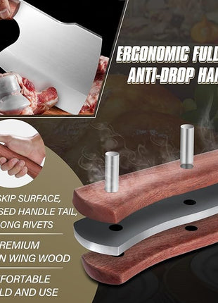 Dream Reach Meat Cleaver Knife Heavy Duty Bone Chopper Stainless Steel Butcher Axe Hand Forged Butcher Knife Meat Bone Cleaver for Kitchen Outdoor BBQ, Christmas Gifts for Men Women