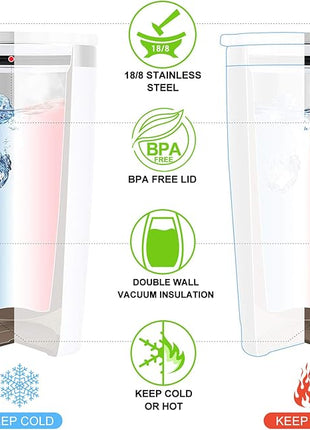 Wedding Anniversary for Couple Friend Lovers Cups Stainless Steel Wine Tumbler Travel Mug with Straw and Lid,2 Pack (4.blackwhite)