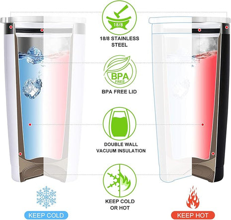 Wedding Anniversary for Couple Friend Lovers Cups Stainless Steel Wine Tumbler Travel Mug with Straw and Lid,2 Pack (4.blackwhite)