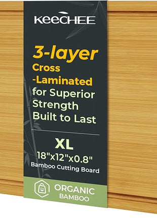 Kitchen Essentials Natural Bamboo Cutting Board XL With Durable, Knife-Friendly Surface & Deep Juice Groove – Perfect For BBQ(Pre Oiled, Natural)