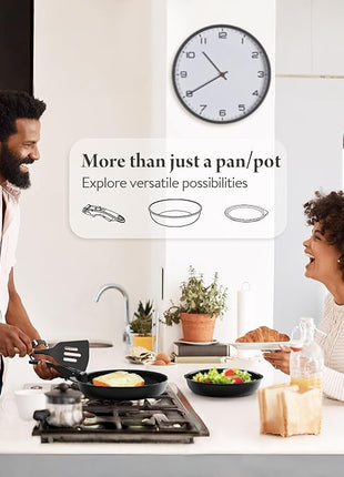 Ceramic Nonstick Cookware Set, Healthy,Non Toxic,17-Pieces Pots and Pans Set Removable Handles,Induction RV Kitchen Set,Stain & Scratch-resistant,Dishwasher/Oven Safe,PFAS/PFOA Free,Black