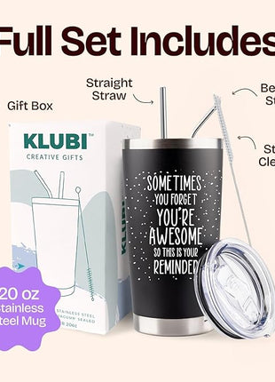 Dad Gifts for Fathers Day Cup - Sometimes You Forget Your Awesome Gifts Black 20oz Motivational Coffee Tumbler Birthday Gift for Dad, Husband, Boyfriend Inspirational Mugs for Men Who Want Nothing