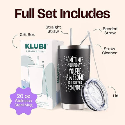 Dad Gifts for Fathers Day Cup - Sometimes You Forget Your Awesome Gifts Black 20oz Motivational Coffee Tumbler Birthday Gift for Dad, Husband, Boyfriend Inspirational Mugs for Men Who Want Nothing