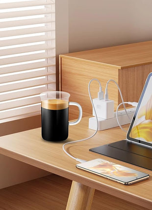 LUXU Glass Coffee Tea Cups(Set of 4)-13 oz,Clear Glass Mugs,Tall Drinking Glasses for Cappuccino,Latte,Espresso,Lead-free Drinking Glasses Great for Juice,Water,Beer,Milk Hot And Cold Drinks