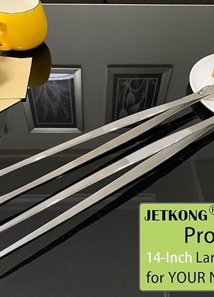 JETKONG 2 Pcs 14-Inch Food Tweezers Stainless Steel Tweezer Tongs Extra-Long Cooking Tweezers (Silver)