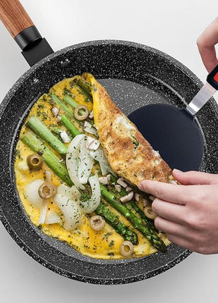 Silicone Spatula Set of 2 for Nonstick Cookware,Tenta Tenta Kitchen Slotted Angle Round Pancake Spatulas 600°F Heat Resistant Classic Rubber Spatula Set For Cooking-Grey/Black