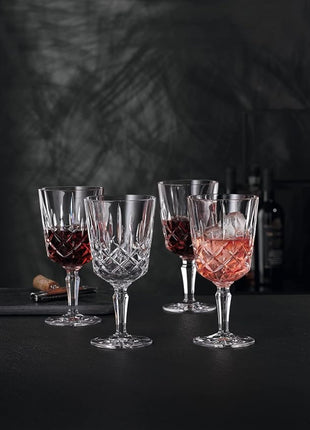 Nachtmann Noblesse 12 Oz. All Purpose Glasses, Set of 4 – 7.4" Crystal Drinkware with Elegant Cut Design, Modern Barware Glasses for Wine, Cocktails & Water, Lead-Free – Stylish Bar & Dining Set