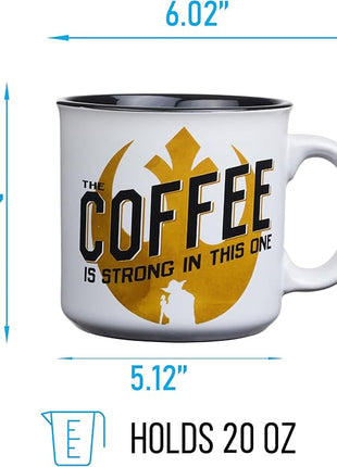 Silver Buffalo Star Wars The Coffee is Strong In This One Ceramic Camper-Style Coffee Mug, 20-Ounces