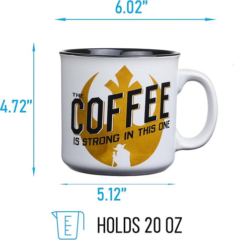Silver Buffalo Star Wars The Coffee is Strong In This One Ceramic Camper-Style Coffee Mug, 20-Ounces