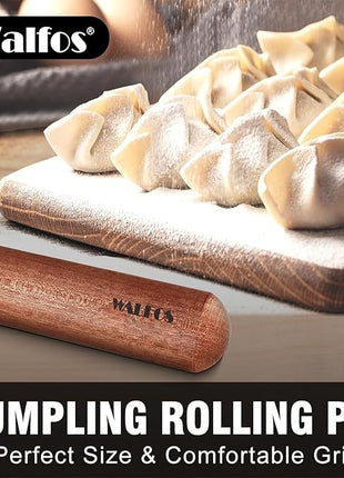 Walfos French Rolling Pin Set - Natural Wooden Rolling Pins (8inch, 15.7inch), Baking Dough Roller for Pizza, Pie, Pasta, Bread, Pastry, No Coating