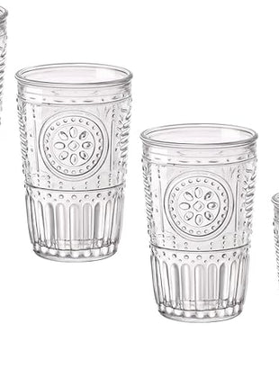 Bormioli Rocco Romantic Water Glass [Set Of 4] | 10.25 oz Premium Glass Set For Refreshments, Soda & Beverages | Italian Quality Glassware, Perfect For Dinner Parties, Bars & Restaurants