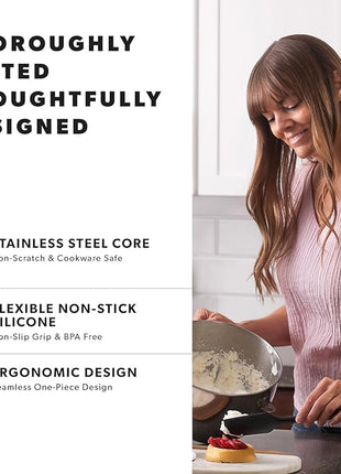 DI ORO Silicone Spatula Set - Rubber Kitchen Spatulas for Baking, Cooking, & Mixing - 600°F Heat-Resistant & BPA Free Silicone Scraper Spatulas for Nonstick Cookware - Dishwasher Safe (3pc, Black)