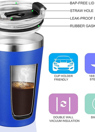 VEGOND 12oz Tumbler Stainless Steel Tumbler bulk Vacuum Insulated Double Wall Travel Tumbler with Lid and Straw Reusable Tumbler, Light Blue 6 Pack