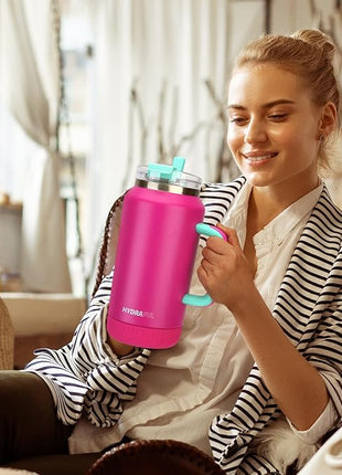 Hydraful 64 oz Tumbler with Handle and Straw - 100% Leak-Proof - Insulated Cup Reusable Stainless Steel Large Water Bottle Travel Mug for Gym, Hiking, and Camping - Gifts for Women Men Him Her